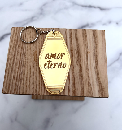 Amor Eterno Hotel Keychain (Gold Mirrored Acrylic)