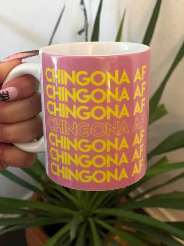 Yellow and Pink Chingona AF Mug