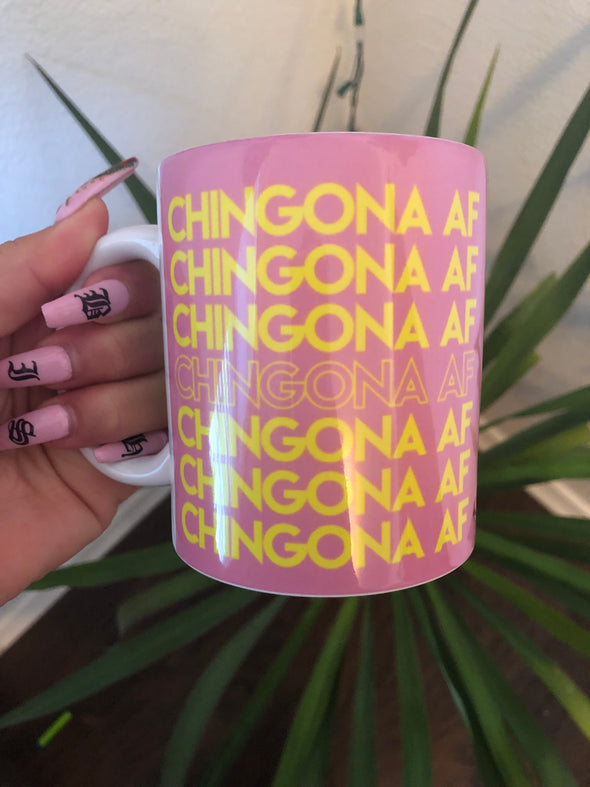 Yellow and Pink Chingona AF Mug