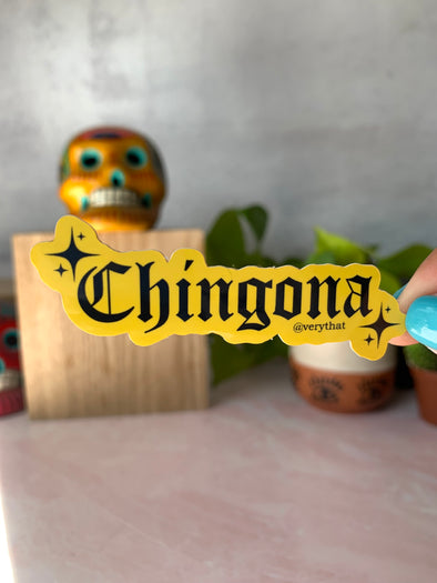 Chingona Old English Yellow Sticker
