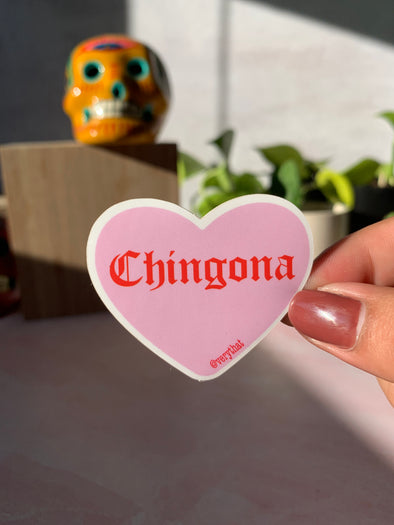 Pink and Red Chingona Conversation Heart Sticker