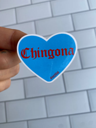Chingona Blue and Red Conversation Heart Sticker