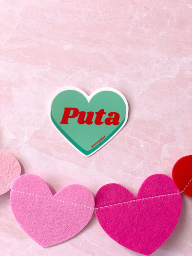 Green Puta Conversation Heart Sticker