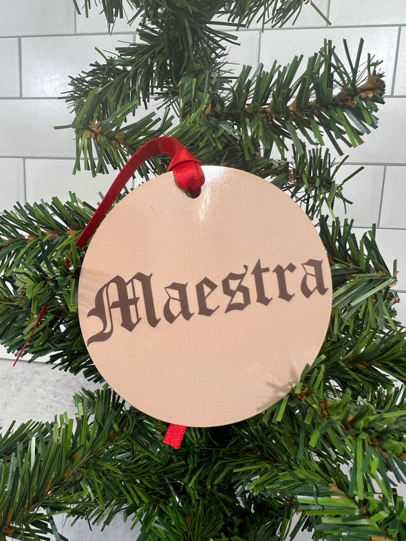 Maestra Brown on Brown Old English Ornament