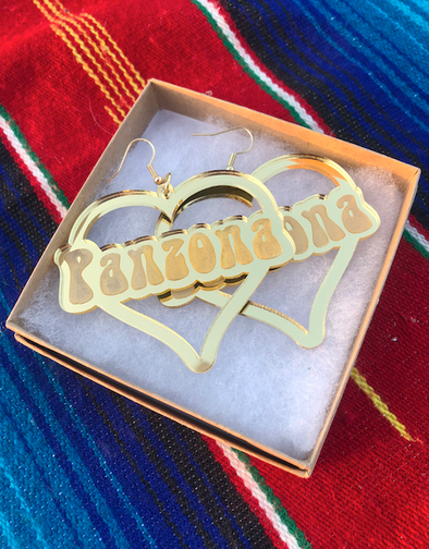 Panzona Mirrored Gold Acrylic Earrings