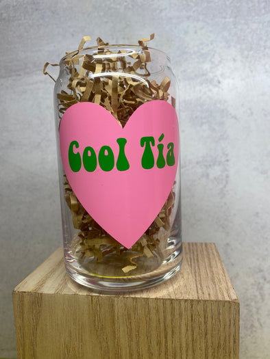 Cool Tia Pink & Green Beer Can Glass