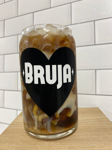 Bruja White & Black Beer Can Glass