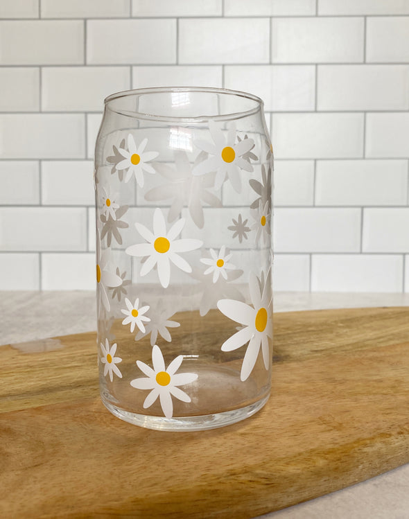 Daisies Beer Can Glass