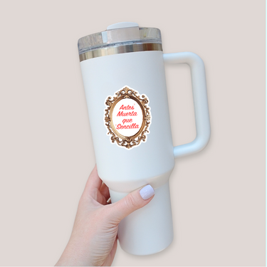Antes Muerta Que Sencilla Gold Frame Sticker