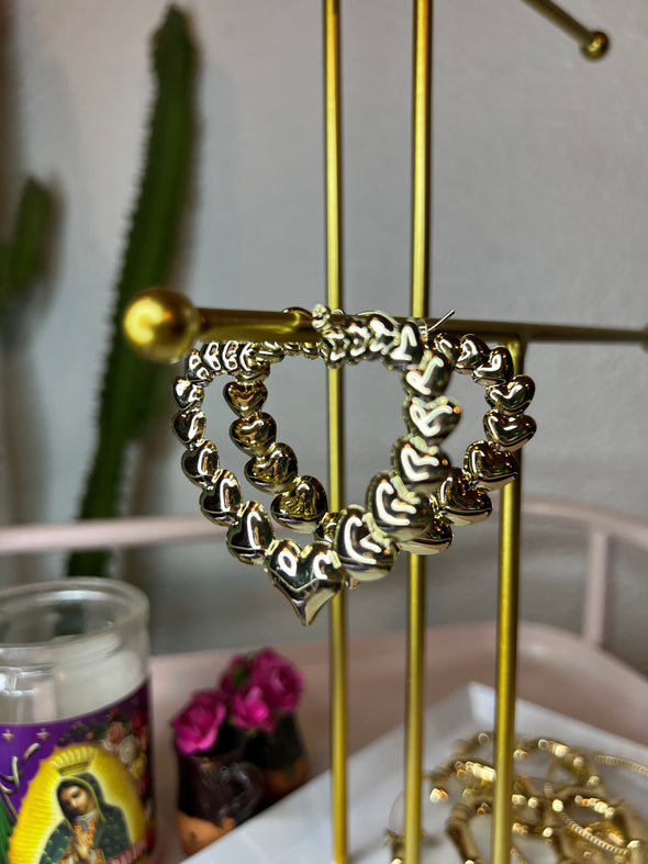 Heart Bubbles Gold Earrings (18k Gold Plated) - S