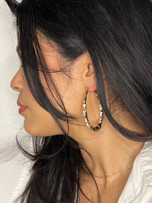 Bamboo Drop Earrings (18k Gold Plated)