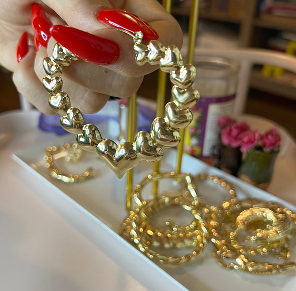 Heart Bubbles Gold Earrings (18k Gold Plated) - L