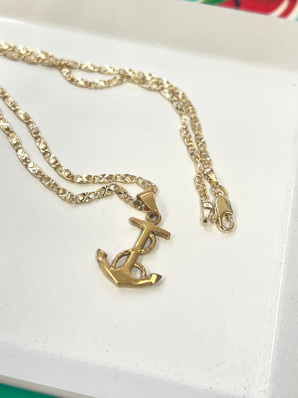 Anchor Charm and Chain (18k Gold Plated)