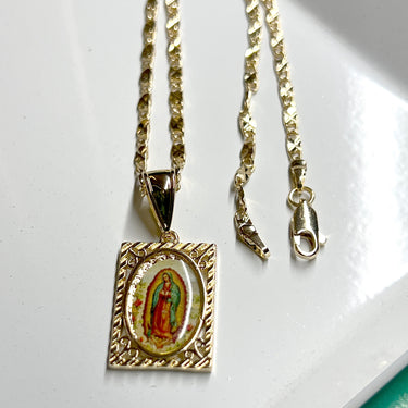 Virgencita Necklace and Chain (18k Gold Plated)- Square