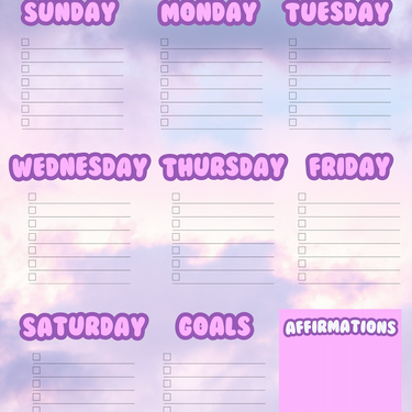 Weekly Planner Sheet - Bubbly Clouds