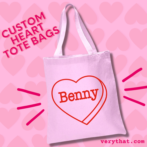 Custom Heart Tote Bag / Personalized