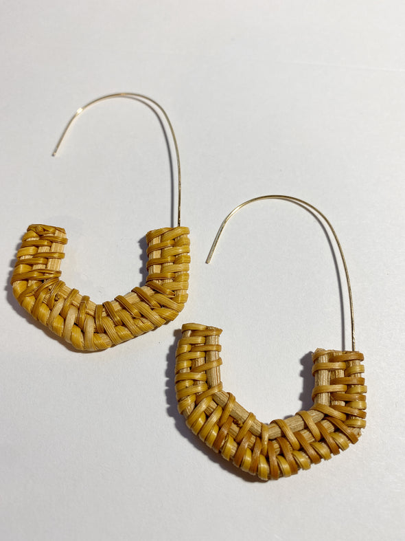 Rattan Drop Earrings w/ Gold Hardware