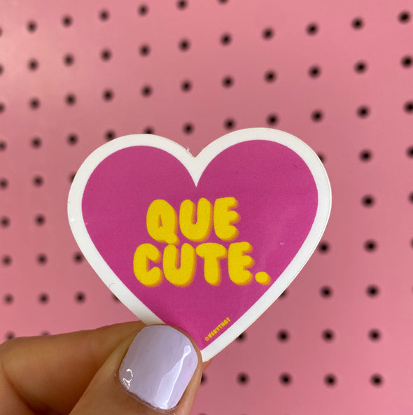 Que Cute Pink and Yellow Heart Sticker