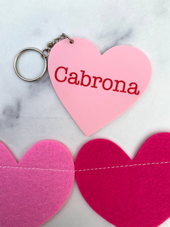 Cabrona Heart Keychain