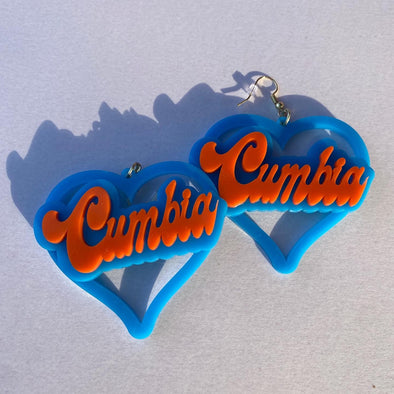Cumbia Orange & Blue Acrylic Earrings
