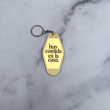 Hay Comida en la Casa Hotel Keychain (Gold Mirrored Acrylic)