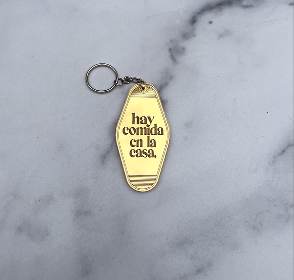Hay Comida en la Casa Hotel Keychain (Gold Mirrored Acrylic)