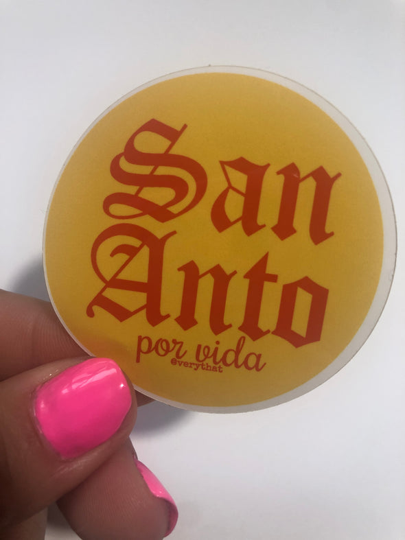San Anto Por Vida Yellow and Red Sticker