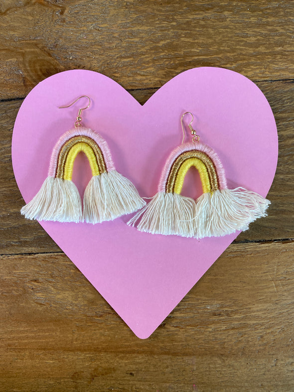 Que Cute Rainbow Earrings (Pink, Gold & Yellow)