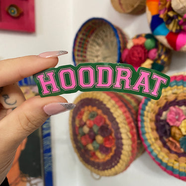 Pink and Green Hoodrat Varsity Sticker