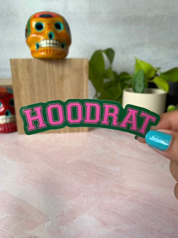 Hoodrat Varsity Sticker (Pink and Green)