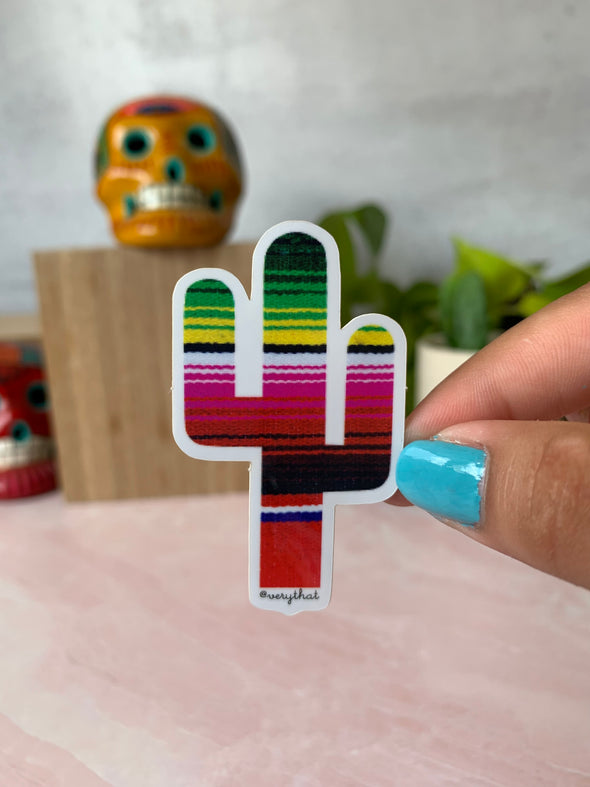 Serape Cactus Sticker | Sarape Nopal Sticker | Saguaro Sticker Water Resistant Sticker | Vinyl