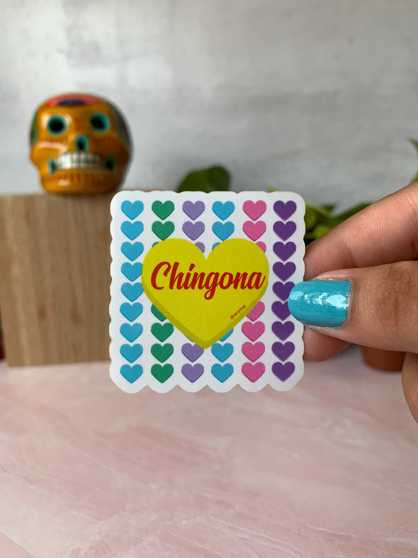 Chingona Multi Heart Sticker   | 2 x 2"