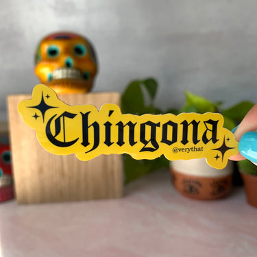 Chingona Old English Yellow Sticker