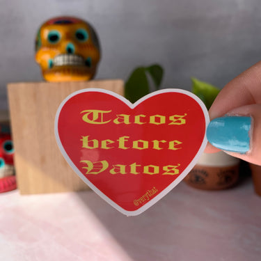 Tacos Before Vatos Conversation Heart Sticker
