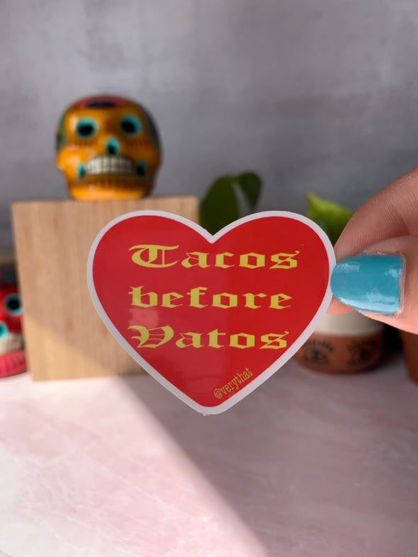 Tacos Before Vatos Conversation Heart Sticker