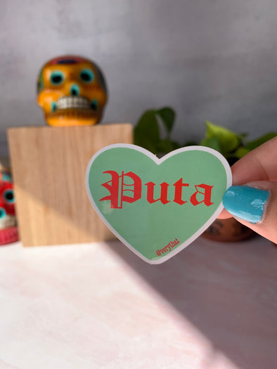Old English Puta Conversation Heart Sticker