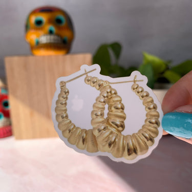 Gold Shrimp Earrings Sticker 3x2"