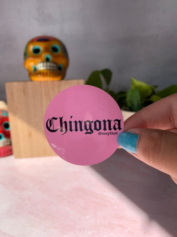 Pink Chingona Old English Sticker