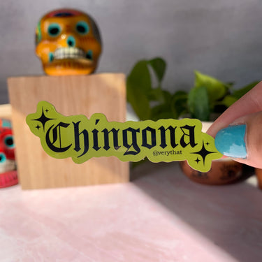 Chingona Old English Lime Green Sticker