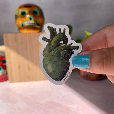 Corazon Espinado Nopal Heart Sticker (Small)