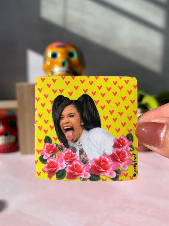 Cardi B yellow heart sticker by Very That 2x2 inches
