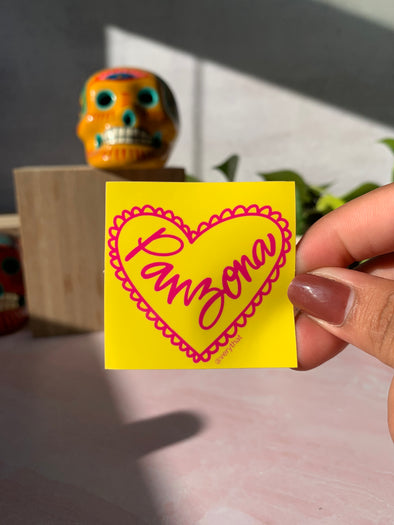 Panzona Sticker by Very That  | Water Resistant Sticker | Yellow Sticker | Pink Heart | Latina Sticker