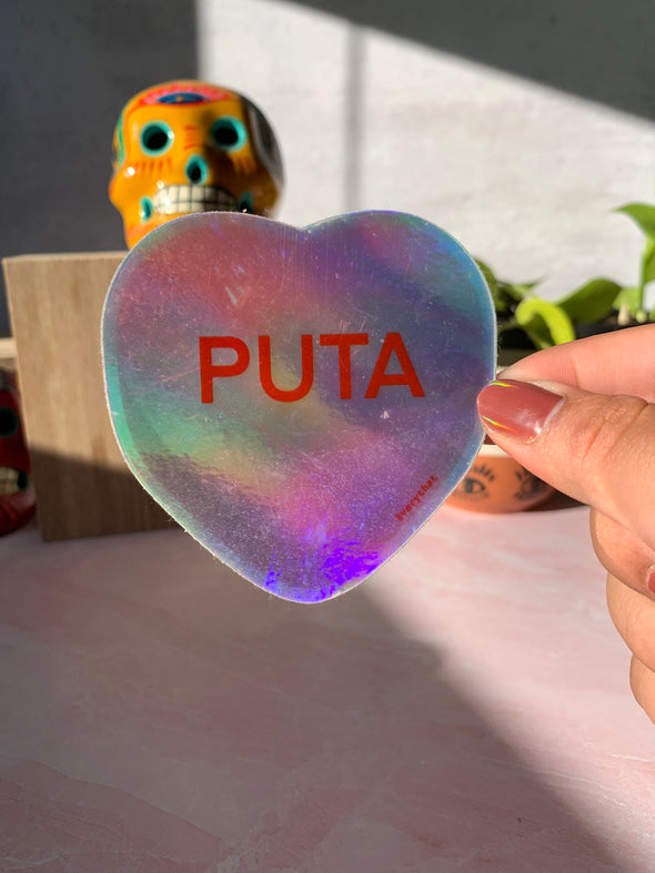 Puta Heart Holographic Sticker