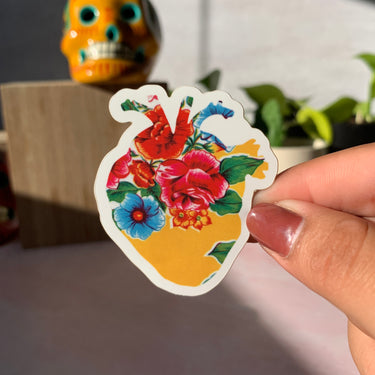 Yellow Oil Cloth Corazon | Heart Sticker | by Very That Sticker Water Resistant Sticker | Vinyl