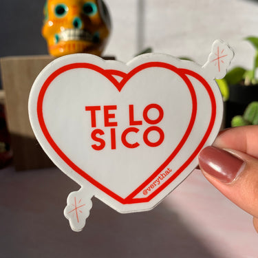 Te Lo Sico Heart Sticker - White and Red Dye Cut