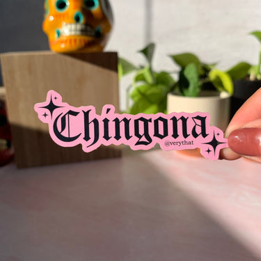 Chingona Old English Pink Sticker