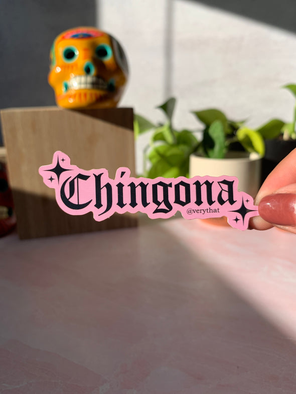 Chingona Old English Pink Sticker