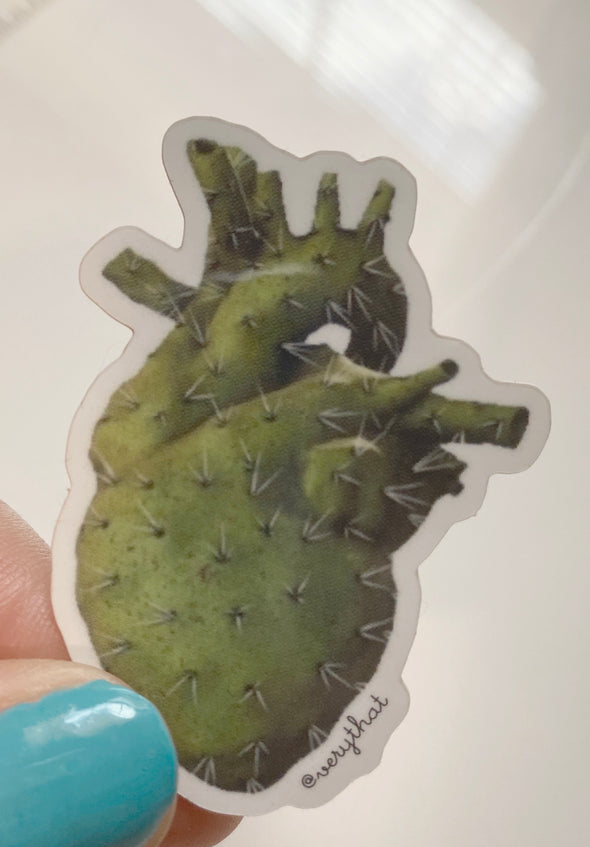 Corazon Espinado Nopal Heart Sticker (Small)