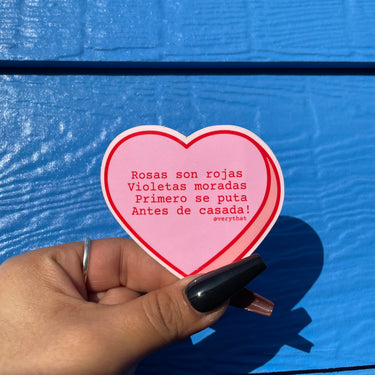 Puta Antes De Casada Conversation Heart Sticker