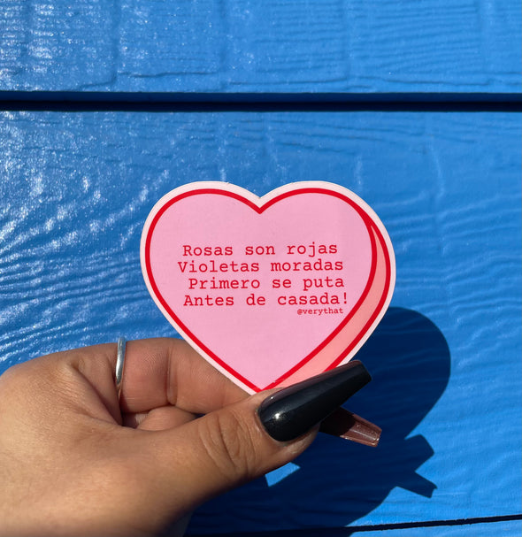 Puta Antes De Casada Conversation Heart Sticker